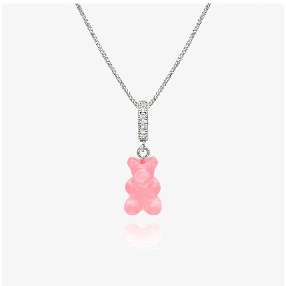         Nostalgia Bear Bubblegum Pave Connector Silver                         