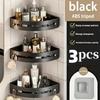 Plastica Nera a 3 Strati, Montaggio a Parete, Mensola da Bagno, Design Salvaspazio, Adatto per Cucina, Bagno, Shampoo, Sapone e Altro Stoccaggio