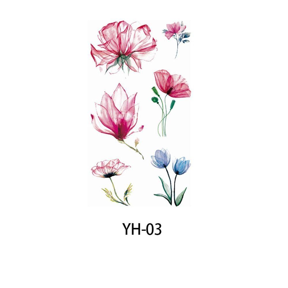 1 Sheet New Watercolor Flowers Tattoo Sticker Cherry Blossom Temporary Tattoo Water Transfer Body Art Decoration Petal Decals