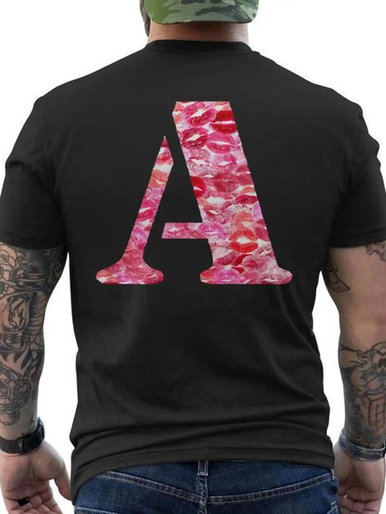 

Giftsyz Men s T-Shirt- Featuring a Lip Print and the Letter A on the Back- Soft and Breathable T-shirt XL
