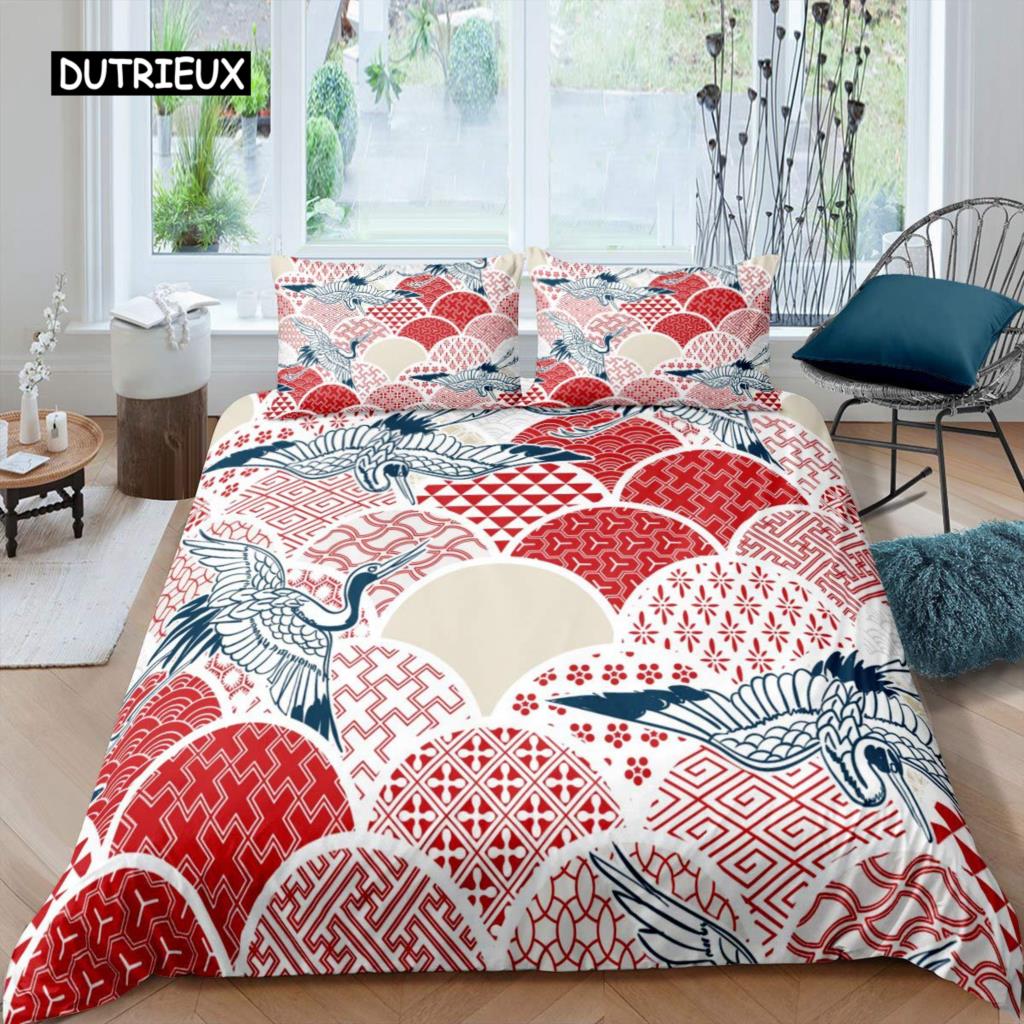 

Пододеяльник Crane, комплект постельного белья в японском стиле с рисунком цветущей вишни, для женщин и девочек, японское традиционное одеяло EU single(135x200cm)