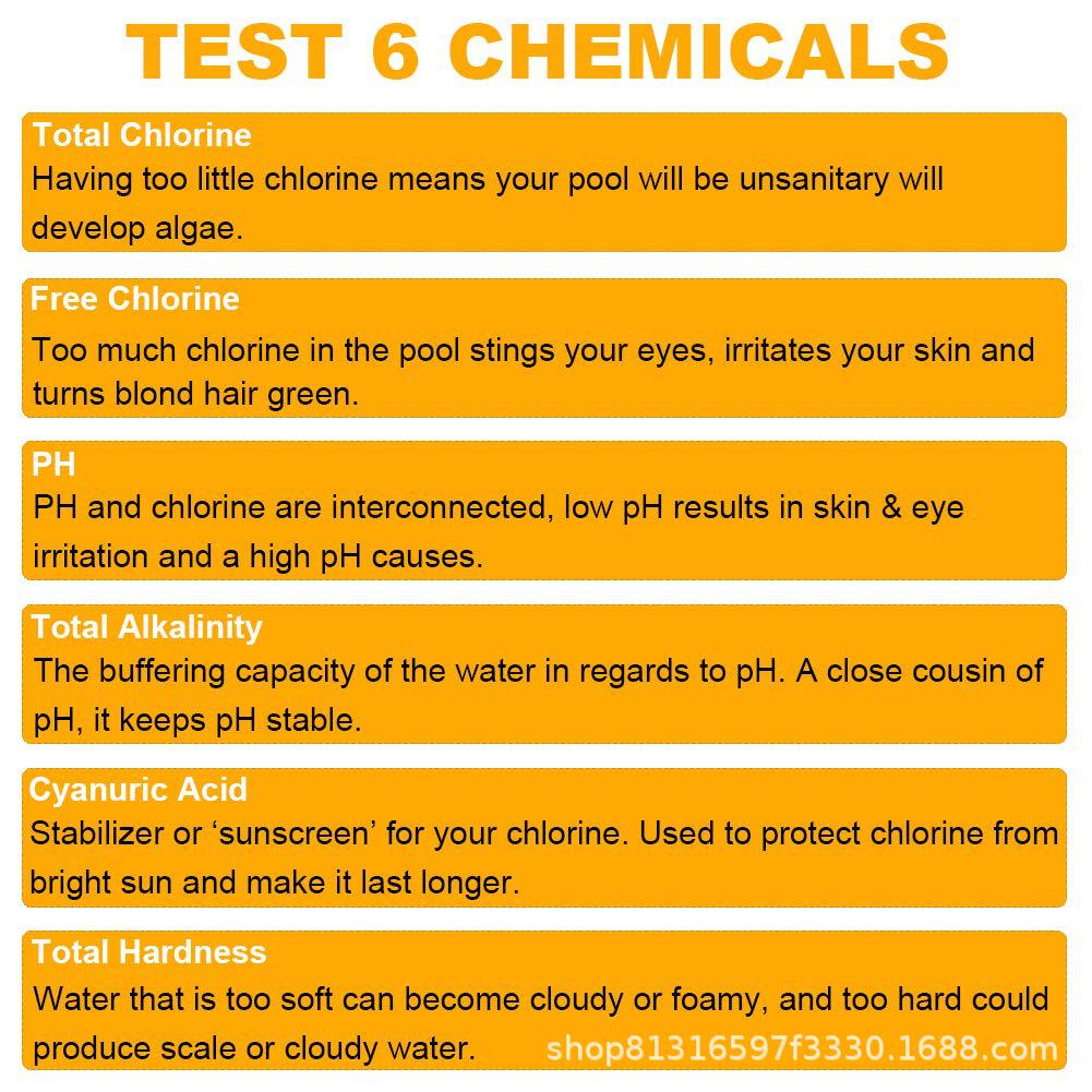 100 KS Chlórové ponorné testovací proužky Voda v bazénu SPA Horká vana Papír pro testování pH