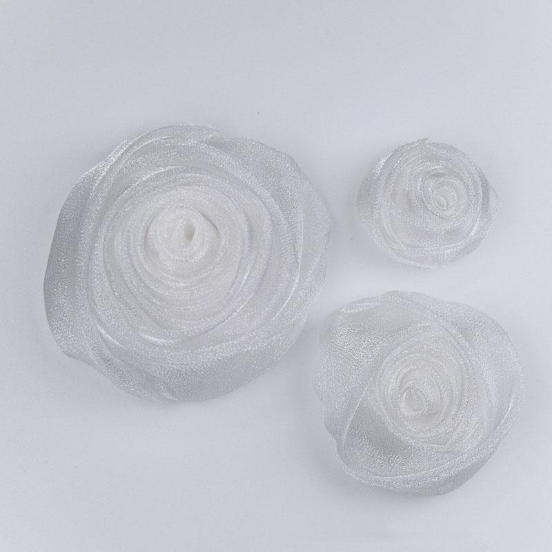 

3-4.5cm Organza Snow Rose Head Dress Hair Party Decoration Small Flower DIY Handmade Clothing Accessories Costume Designing 3cm 10pcs белый