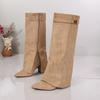 Spitze Wildleder High-Heel Stiefel 2025 Winter Neu Europäisch und Amerikanisch Seitenreißverschluss Große Größe Hosenstiefel für Damen