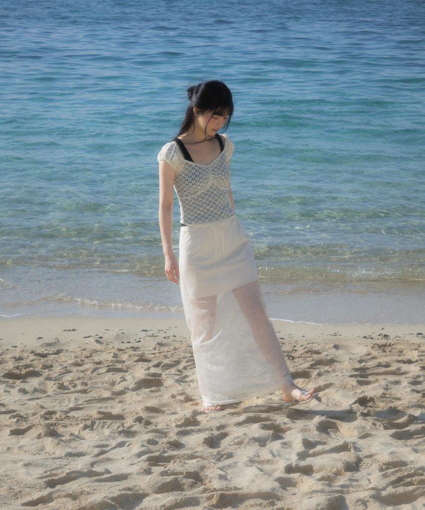 ROSEFRANTZ Lace Lowrise Long Skirt [Cream]