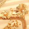 Personalized flower bracelet ring set elegant retro pearl petal metal bracelet