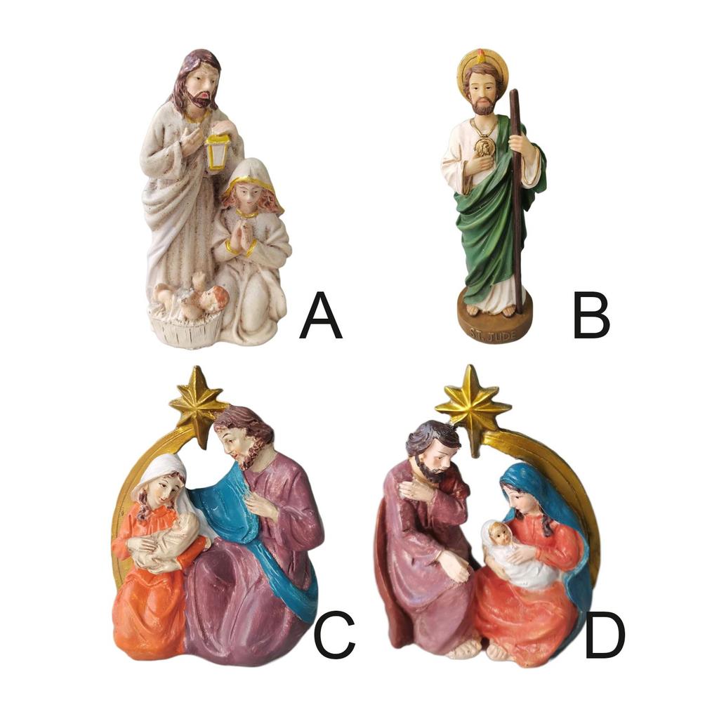 Holy Family Nativity Statues Birth of Jesus Figurine Small Resin