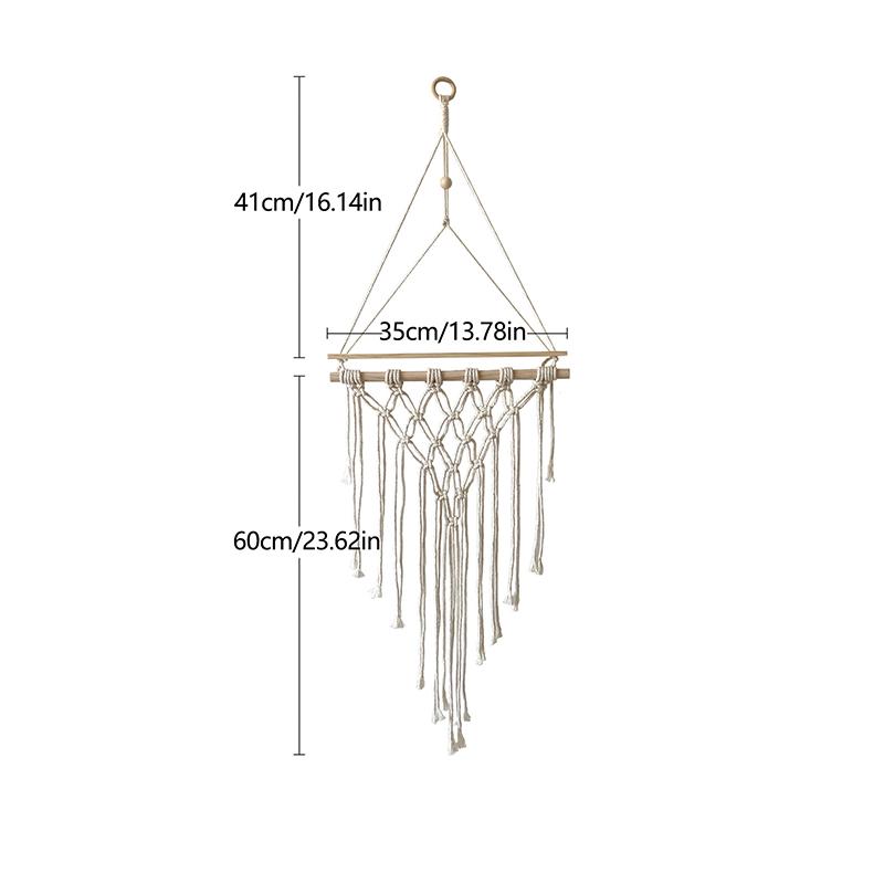 Macrame Wall Hanging Shelf Boho Tassel Wood Shelves Decoration Storage Rack for Bedroom Living Room Home Decor Christamas Gift