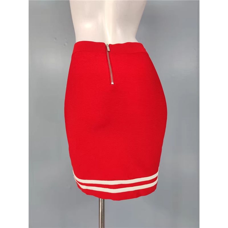 Export Single Gu Home Sexy Sexy Stretch Striped Sexy Sexy Hip-Wrapped Short Open Leg Girly and Fashion High Waist Skirt
