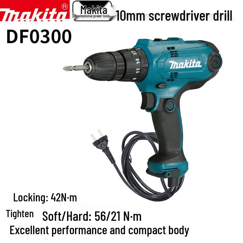 Makita DF0300 Corded Driver Drill CN plug (adapter included)