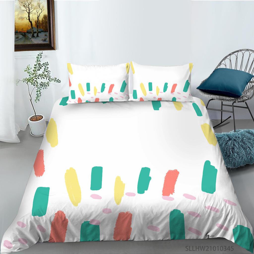 Simple Wind Quilt Cover Pillowcase Two Or Three-Piece Set Painted Series Digital Printing Polyester