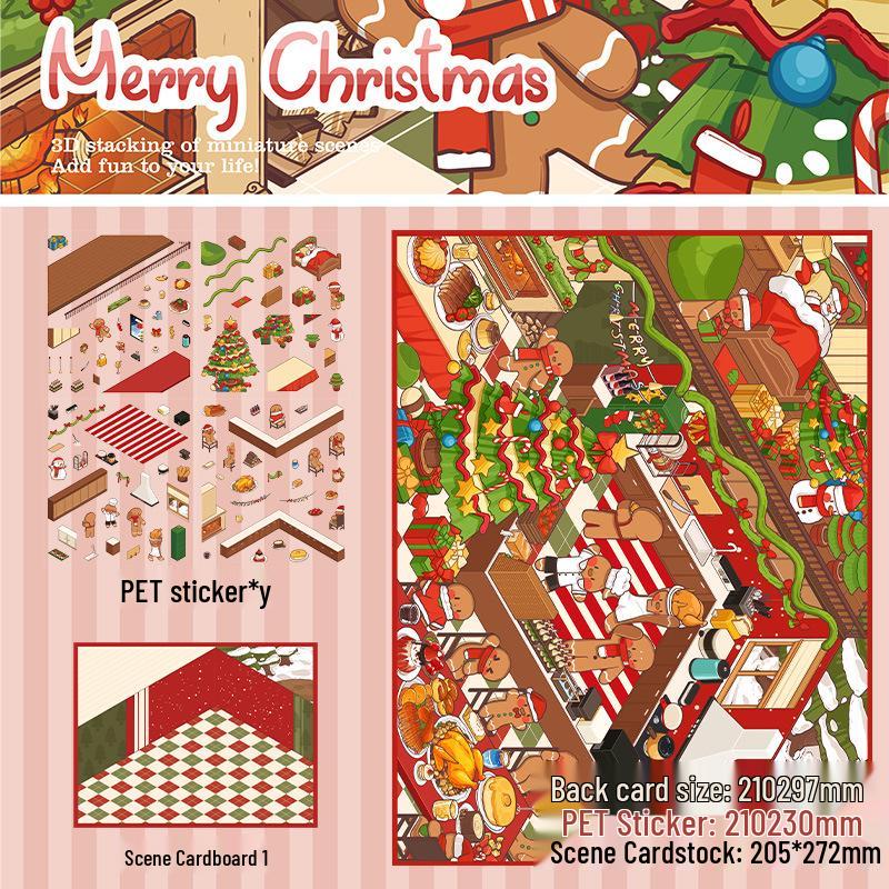 

Large 3D Christmas Scenery Stickers: Stress-Relief DIY Handmade Houses