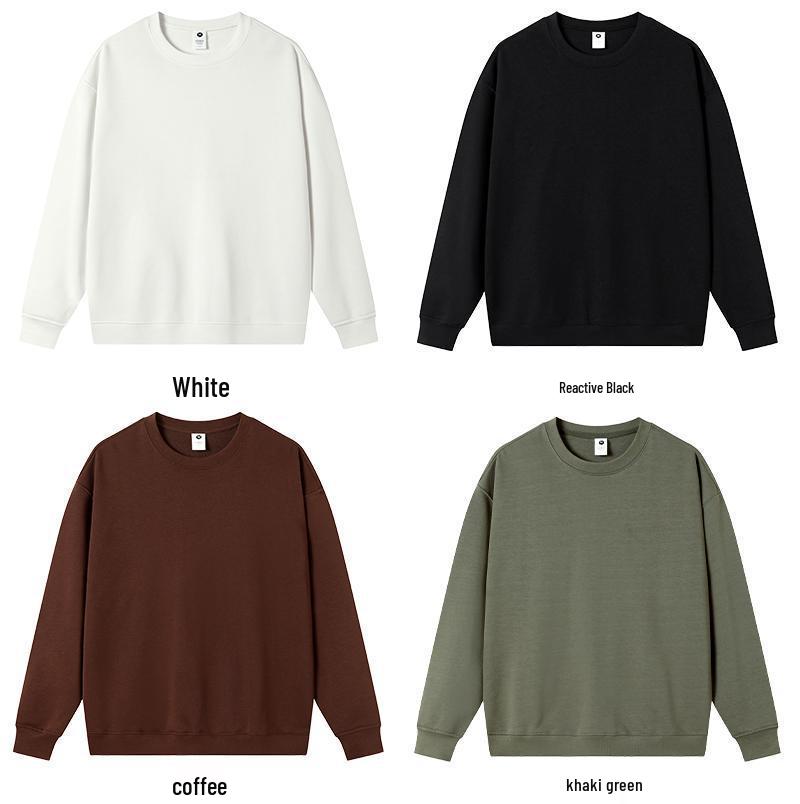 Women's White Korean-Style Crew Neck Pullover Sweatshirt - Pure Cotton, Trendy for Spring/Autumn 2024