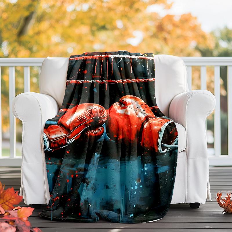 boxing Theme Printed Blanket,Perfect for Couch, Bed, Travel & Outdoor Use | Machine Washable, Cozy & Durable.