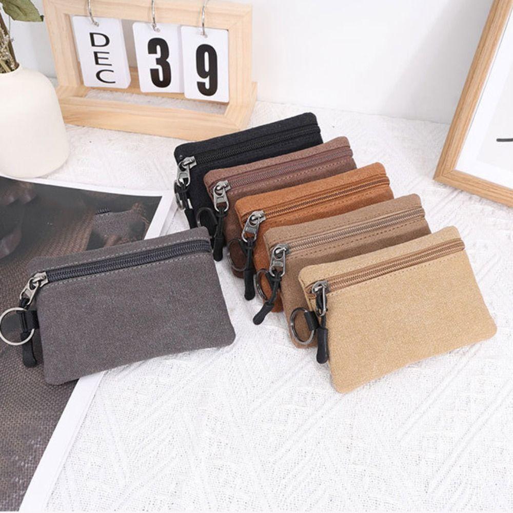 Fashion Canvas Wallet Mini Zipper Coin Bag Money Pocket Women Men