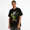 Hippo Cactus Creative Print Casual Short Sleeve T-Shirt Pure cotton T-shirt