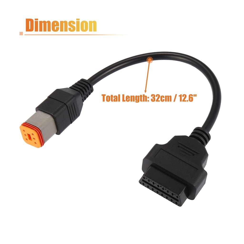 Motoforti 6pinový na OBD2 diagnostický skenerový adaptérový kabel pro motocykl Harley Davidson OBDII