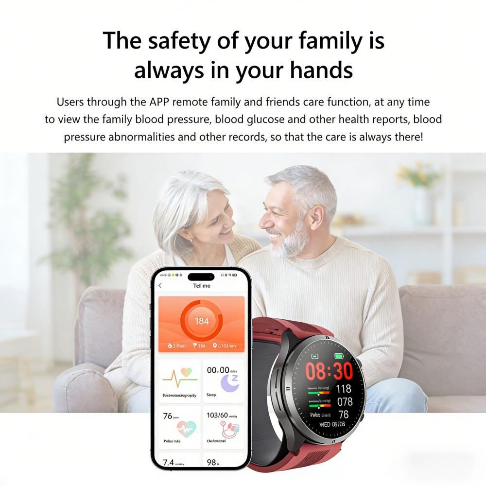 SACOSDING Nové chytré hodinky pro muže, ženy, typ vzduchové pumpy a airbagu, test krevního tlaku, 1,43palcový AMOLED displej EKG, volání přes Bluetooth
