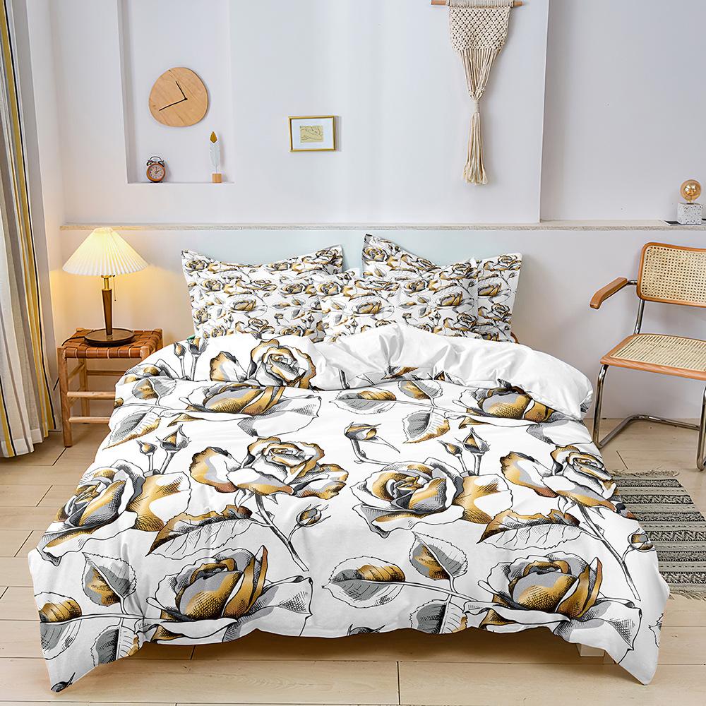 3D Digital Printing Three-Piece Set, Quilt Cover, Bed Sheet, Pillowcase, Cartoon Kit