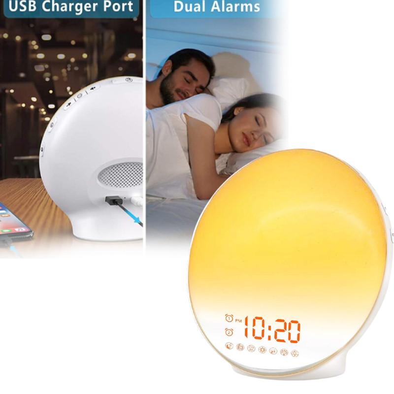 Colorful Sunrise Sunset Simulation Wake Up Light Led Alarm Clock For Cozy Ambiance