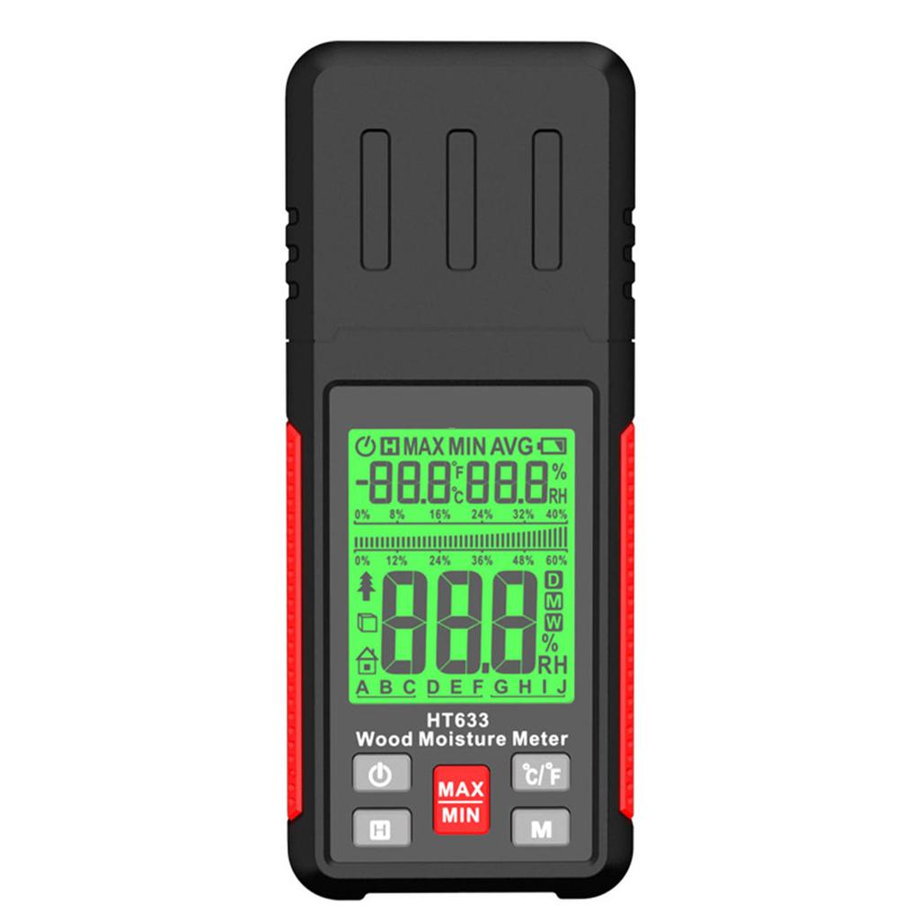 HT633 Digital Wood Moisture Meter Wood Humidity Tester Hygrometer Timber Damp Detector LCD Display Cement Brick Moisture Meter