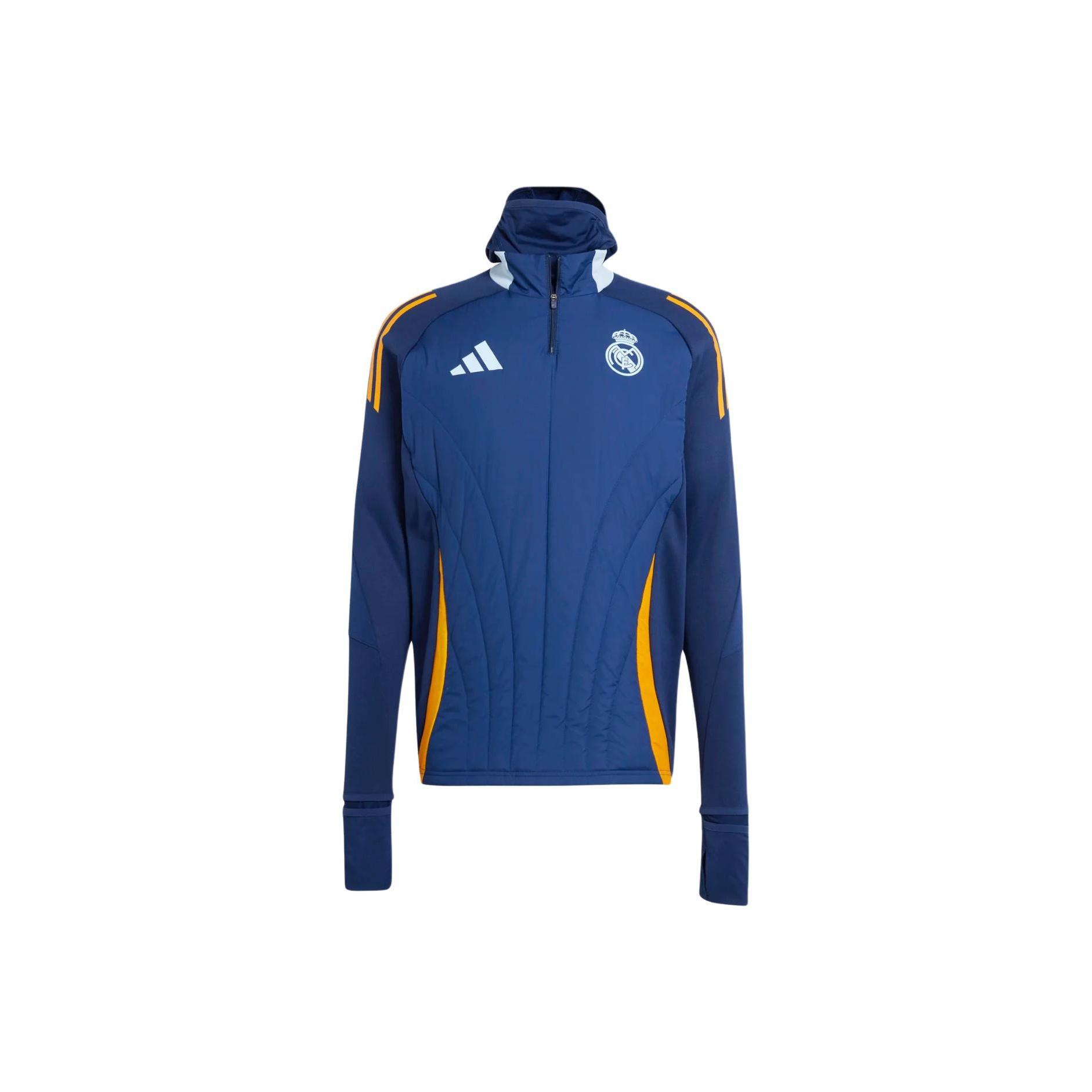 Adidas Real Madrid Aeroready 2024/2025 Warm Windproof Raglan Sleeve Hooded Training Jacket Men Navy JE4203 L