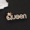 Cute Rhinestone Queen Brooches for Women Crown Letters CZ Crystal Party Label Pins Trendy Buckle Jewelry Gifts