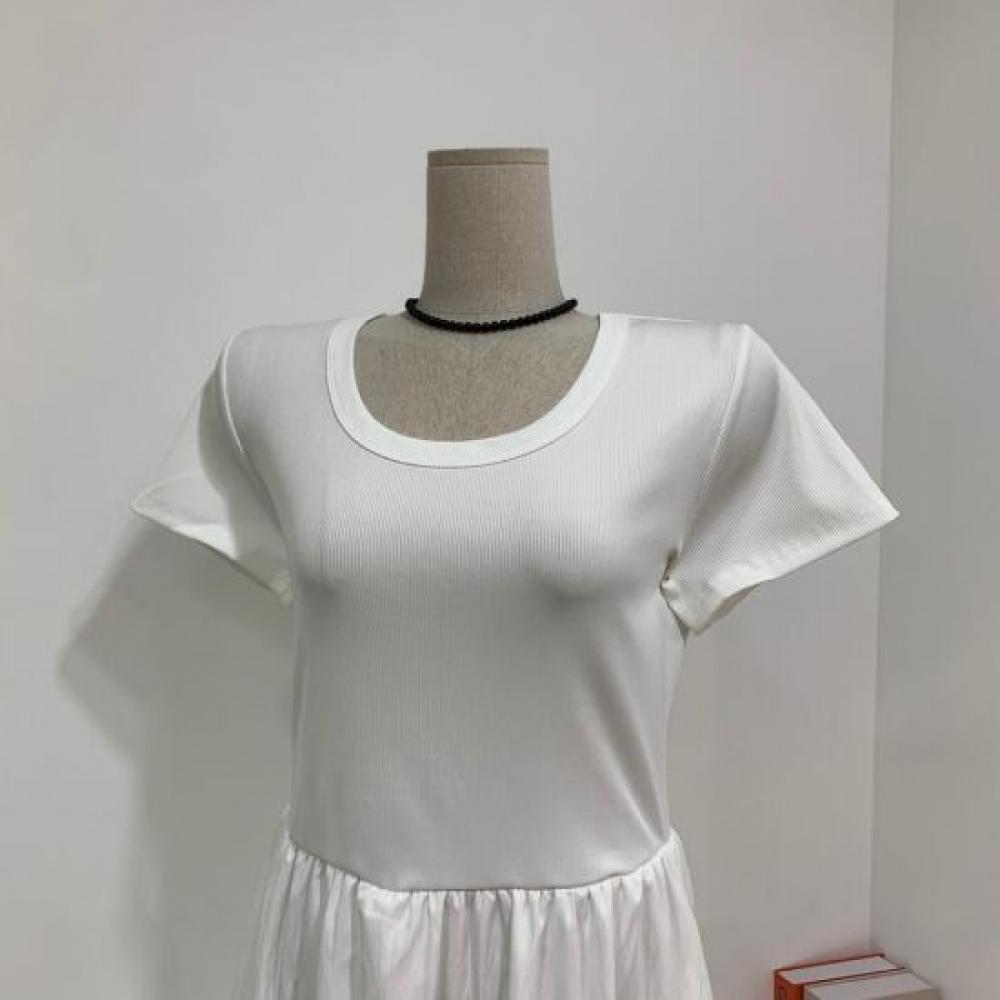 C S In The Room Chani baSiC Ribbed Layered Short Sleeve Long dreSS 2Color C
