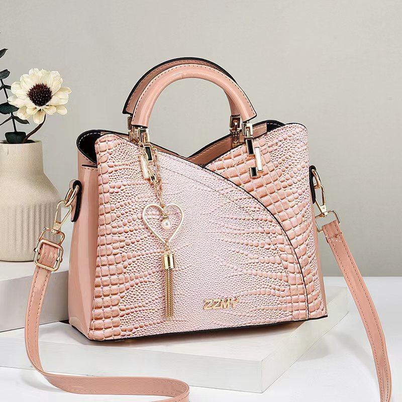 

Абсолютно новая женская сумка атмосферная текстура сумка для мамы сумка из крокодиловой кожи с узором сумка через плечо 23*11*19 розовый