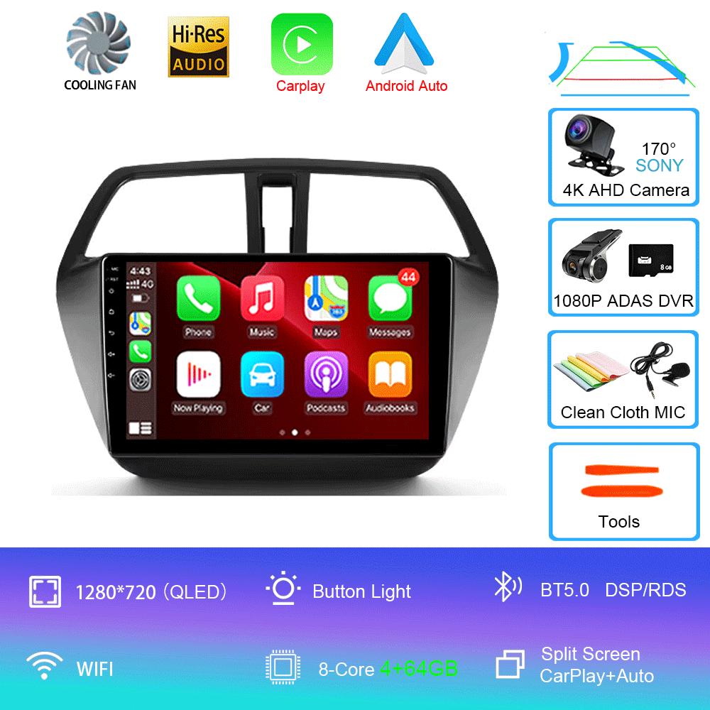 Android 14 Video Player For Suzuki SX4 S-Cross 2014 2015 2016 2017 Car Radio Multimedia Stereo GPS WIFI+4G Wireless Carplay Auto