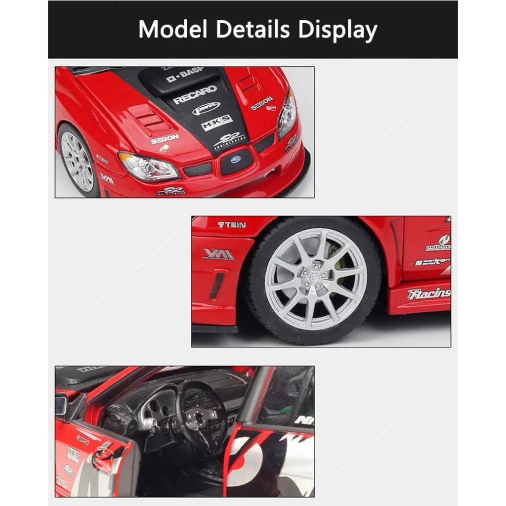 Welly 1/24 Subaru Impreza APR Alloy Track Racing Car Model Diecast Metal Sports Car Vehicles Model High Simulation Kids Toy Gift