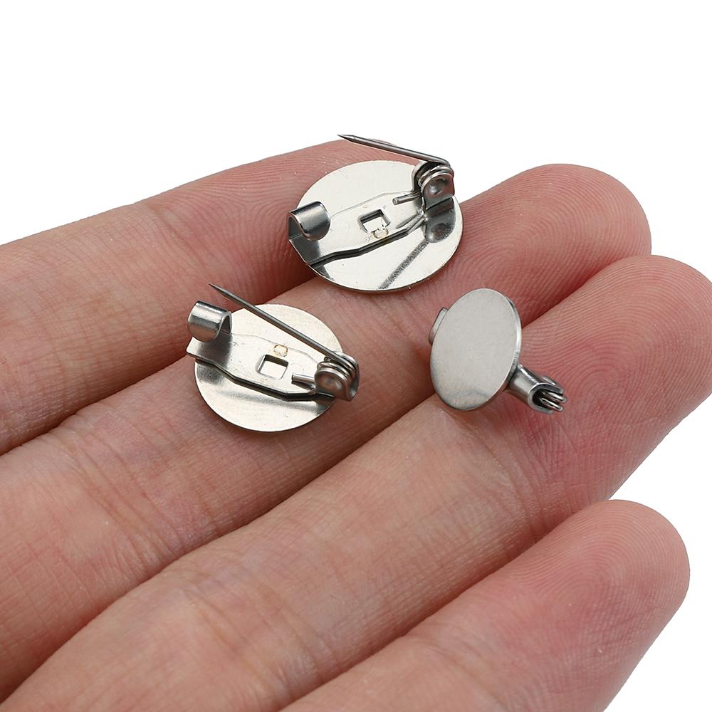 10 Stück Edelstahl Brosche Basis Rund Leer Flache Schale Cameo Fassungen Anhänger für Schmuckherstellung DIY Zubehör