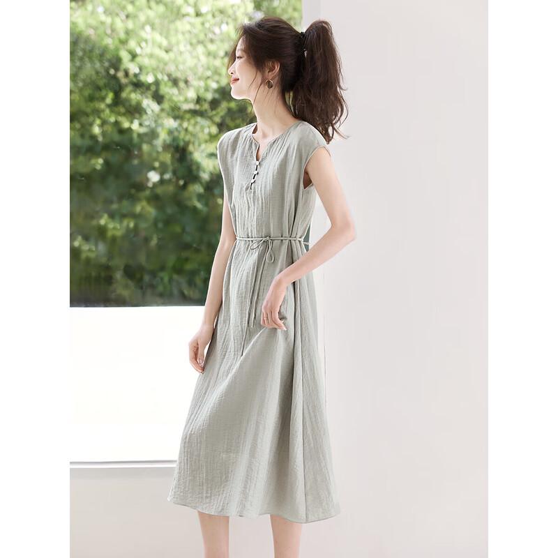 Mohan Yimei 2025 Summer V-Neck A-Line Maxi Dress
