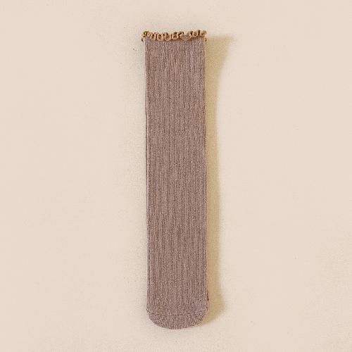 Autumn Children's Wooden Ear Long Tube Pile Socks Calf Socks Autumn and Winter Solid Color Vertical Over-the-knee Socks