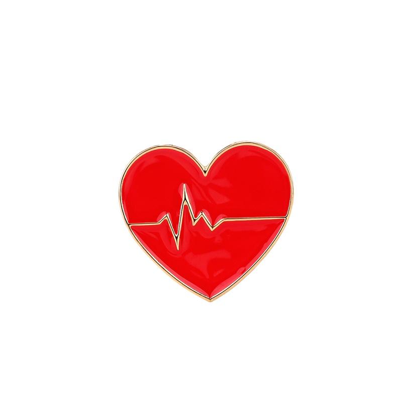 1PC Electrocardiogram Pin Nurse Stethoscope Doctor Heart Shaped Medical Jewelry Lapel Brooch Backpack