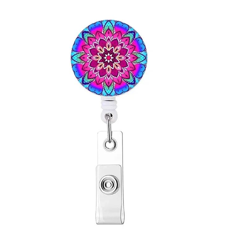 Retractable Badge Holder Reel Clip Marble Print Nurse Exhibition Card Holders Woman Doctor ID Card Chain Clips