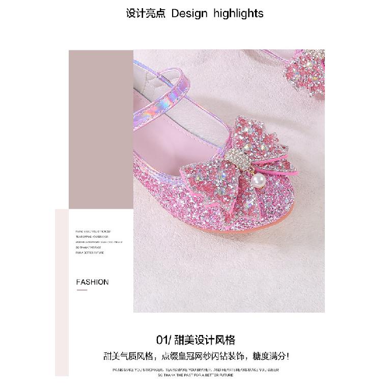 Mädchen Prinzessin High Heels 2026 Neue Frühjahrs- und Herbstkollektion Schleife Strass Steine Kleines Mädchen Auftritt Show Kleiderschuhe