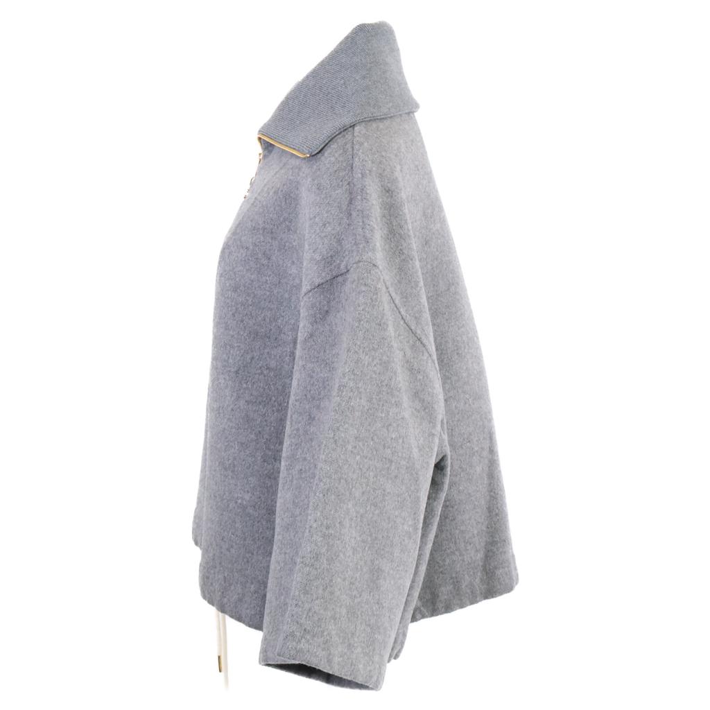 CELINE cashmere100 Triomphe Hardware Half-Zip Pullover tops 34 grayUsed