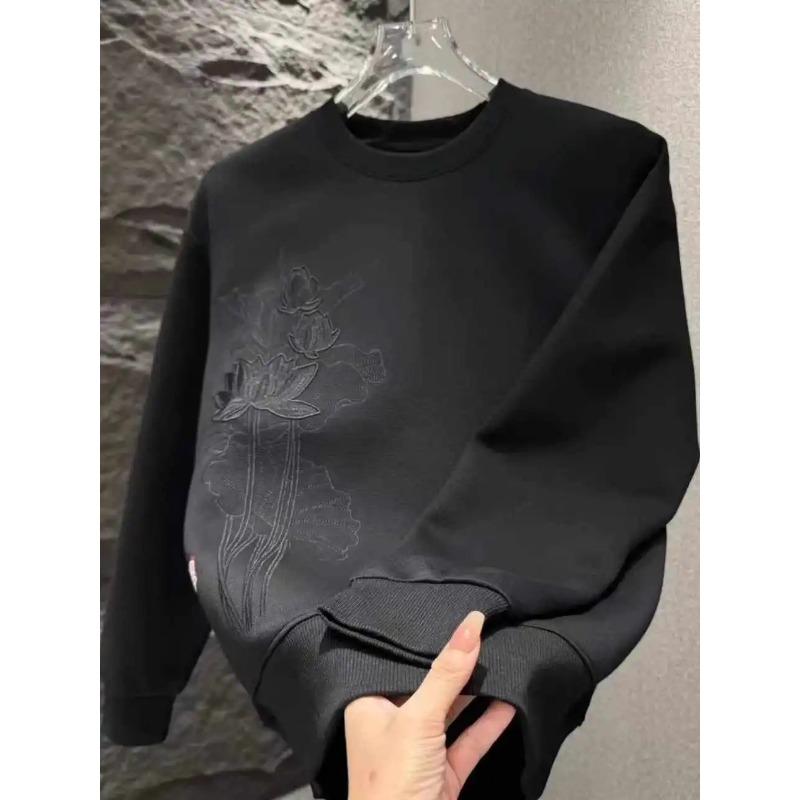 Nová podzimní móda Čínský styl Květinová výšivka Mikina Muži Kulatý výstřih Ležérní Všestranná Dlouhý rukáv