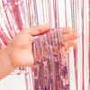 BRAVESHINE 2-Piece Tassel Curtain Set Sparkling Background Bright Gloss Birthday Party Decor 100cm*250cm