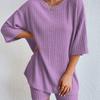 Moda Casual Cor Sólida Primavera e Outono Tricotado Solto Feminino Shorts Finos Novo Conjunto de Duas Peças