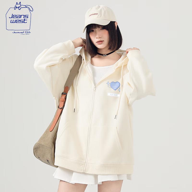 JEANSWEST CLUB Women's Hooded Zip-Up Cardigan Sweatshirt