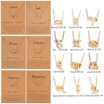 Trendy Unisex Jewelry Jewelry Gifts 12 Constellation Zodiac Sign Two Color Necklace Aries Cancer Choker Pendant Scorpio Charms Leo