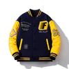 Veste Bomber Patchwork Vintage Americana Laine Mélangée Hommes Femmes Épais Surdimensionné Manteau Streetwear