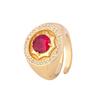 Jewelry Copper Bottom Gold-Plated Simulation Corundum Temperament Round Gold Ring Female 8Mm