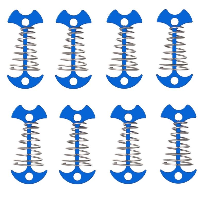 Aluminum Spring Tent Rope Tensioner Adjuster Tent Peg Octopus Rope Hook Wind Proof Octopus Deck Peg Tent Stakes синий