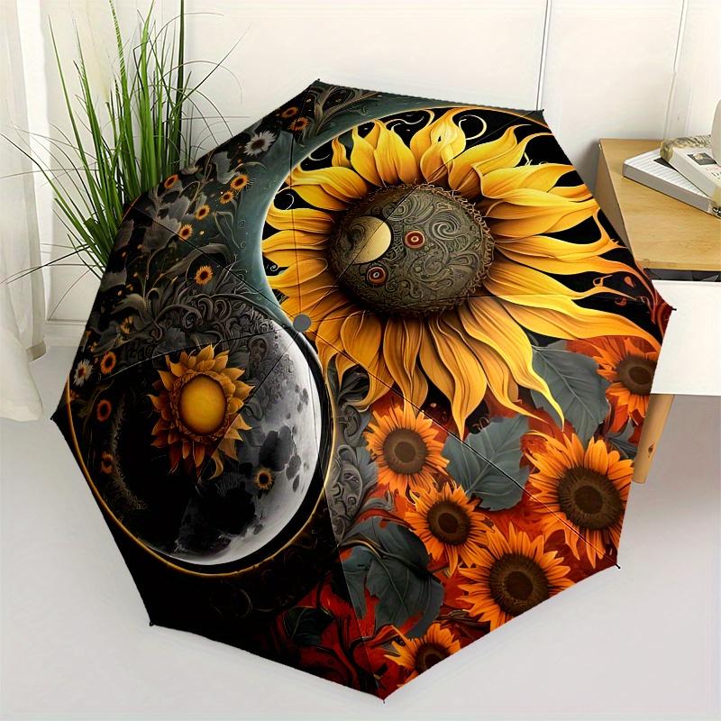Yin Yang Sunflower Moon Art Print - Harmony in Nature Design Umbrella, Christmas Gift Y382