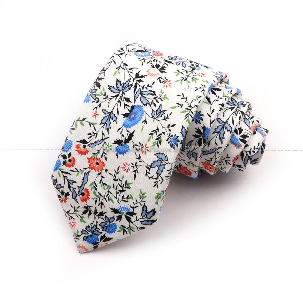 New Chic, Blumenkrawatte, 100 % Baumwollkrawatte, für Männer, helle Farbe, lässige schmale Krawatte, Hochzeitsfeier