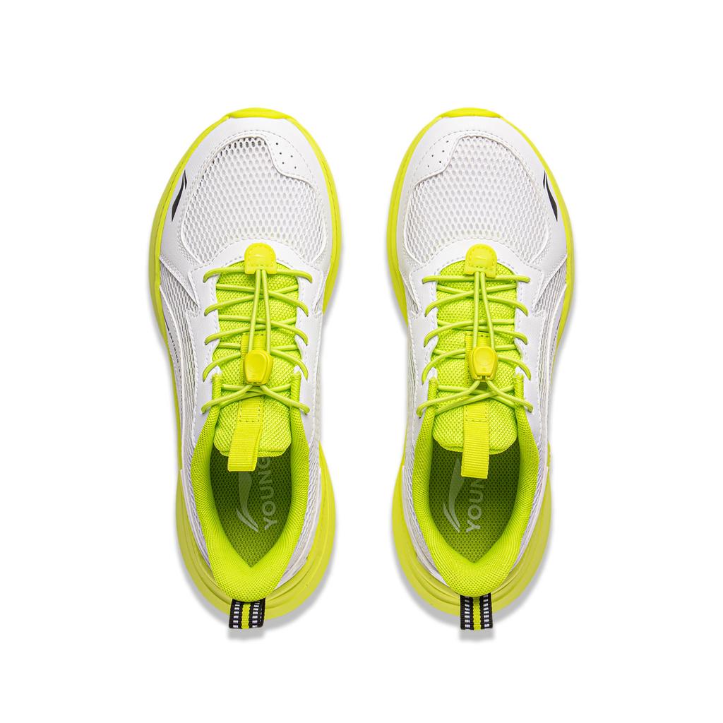 Li Ning Kids Comfortable Versatile Shock Absorbing Rebound Low Top Running Shoes Kids Running Shoes White Yellow YKFV062-9
