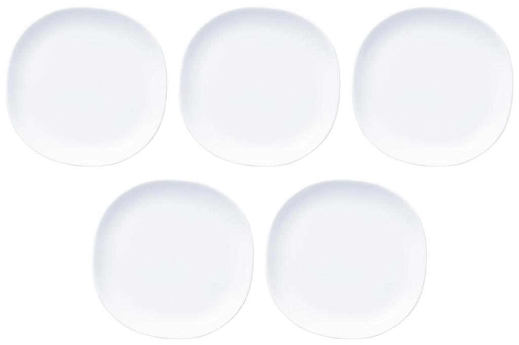 Set of 5 White Porcelain Carre Medium Plates x x Medium Plates by Setomonohonpo [18.4 18.4 2.2 cm] Western-style